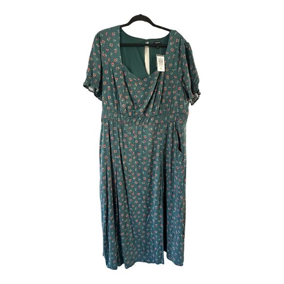 torrid Dresses & Skirts - Torrid Plus Size Midi Green Prairie Dress Green Floral Cottage Core Size 2XL NWT